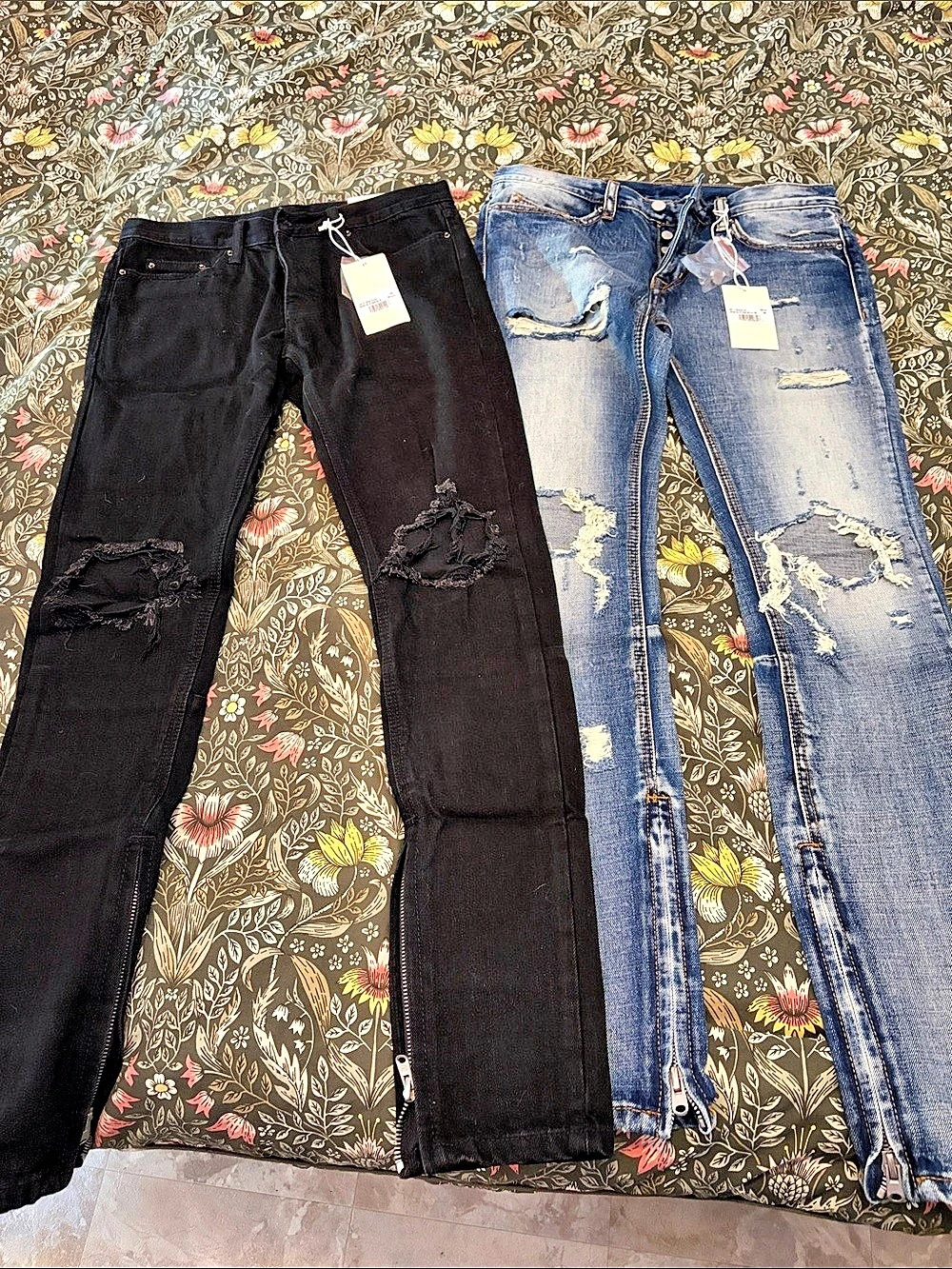 Mnml Denim jeans Distressed Black and blue Jeans Waist 29 NWT and 30 NWT